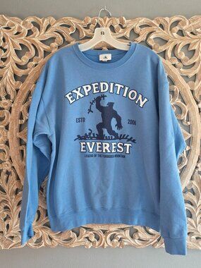 Disney Expedition Everest Large blue sweatshirt. Celebrating the yeti
